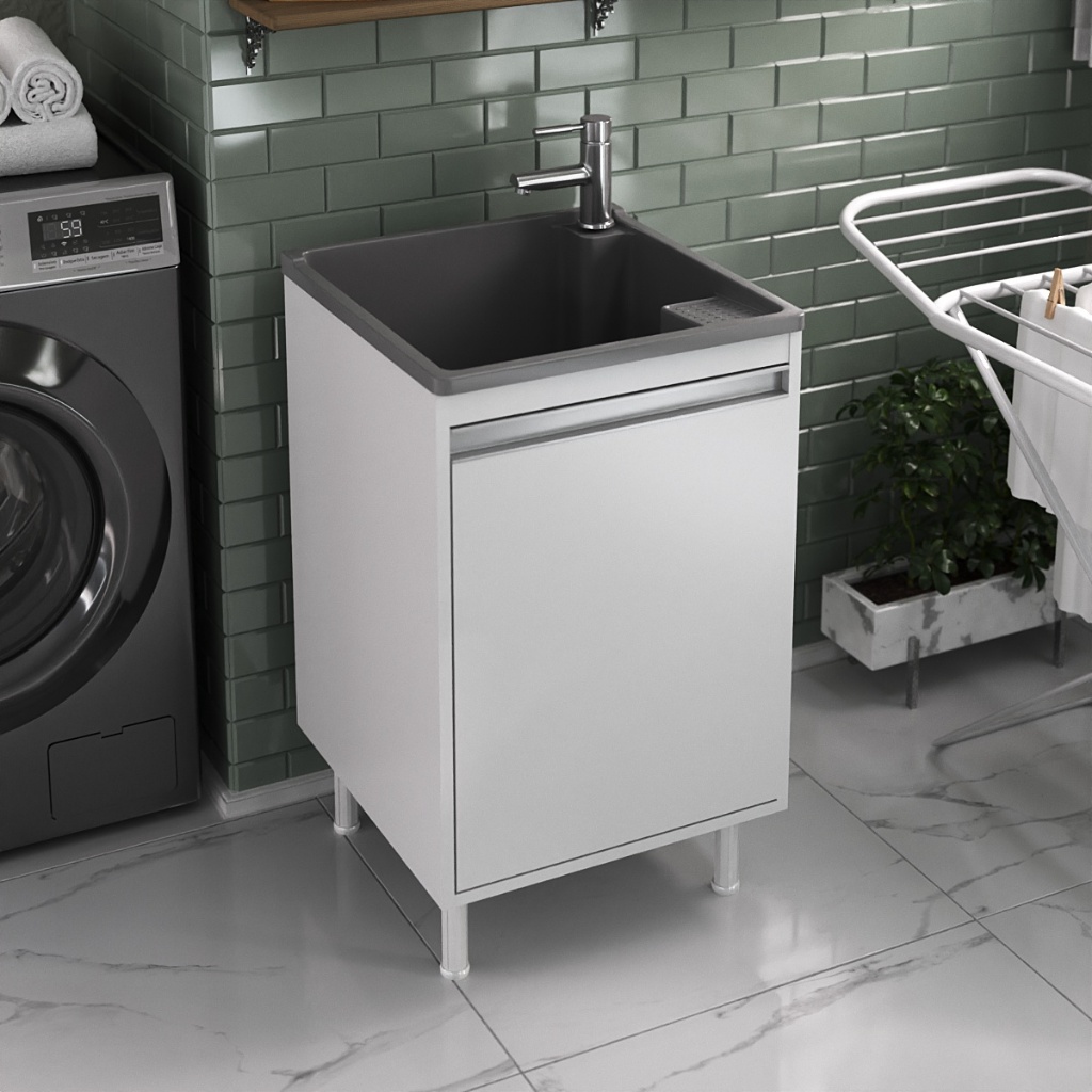 Tanque de Lavanderia 26L com Torneira de Bancada Exclusivo 100% MDF Tanque de Lavanderia 26L com Torneira de Bancada Exclusivo 100% MDF - Oferta na Shopee