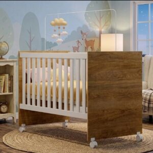 Berço Americano Life 120x60 Suporte Mosquiteiro Rodízios Compacto Quarto Bebê MDF Incluso Colchão - Oferta na Shopee