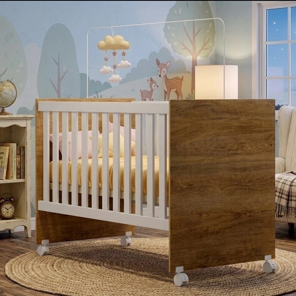 Berço Americano Life 120×60 Suporte Mosquiteiro Rodízios Compacto Quarto Bebê MDF Incluso Colchão Berço Americano Life 120×60 Suporte Mosquiteiro Rodízios Compacto Quarto Bebê MDF Incluso Colchão
