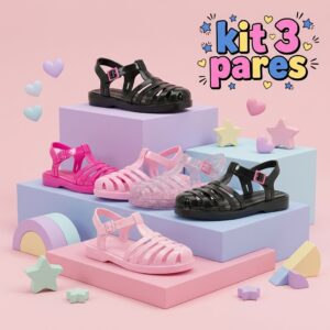 Kit Sandália Menina Infantil Melissinha Aranha Confortável Antiderrapante Leve - Oferta na Shopee