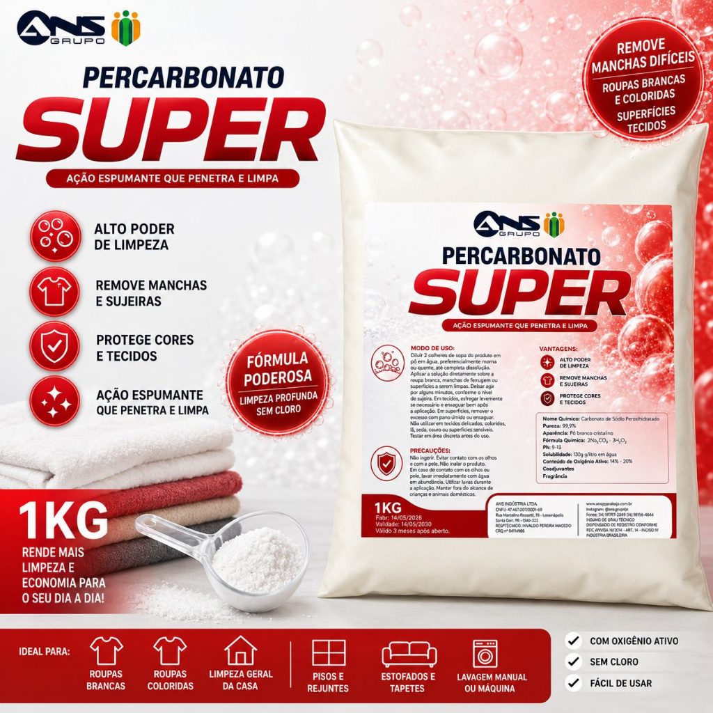 Percarbonato de Sódio Super 1kg Removedor de Manchas Sem Cloro Oxigênio Ativo Limpeza Profunda Percarbonato de Sódio Super 1kg Removedor de Manchas Sem Cloro Oxigênio Ativo Limpeza Profunda - Oferta na Shopee