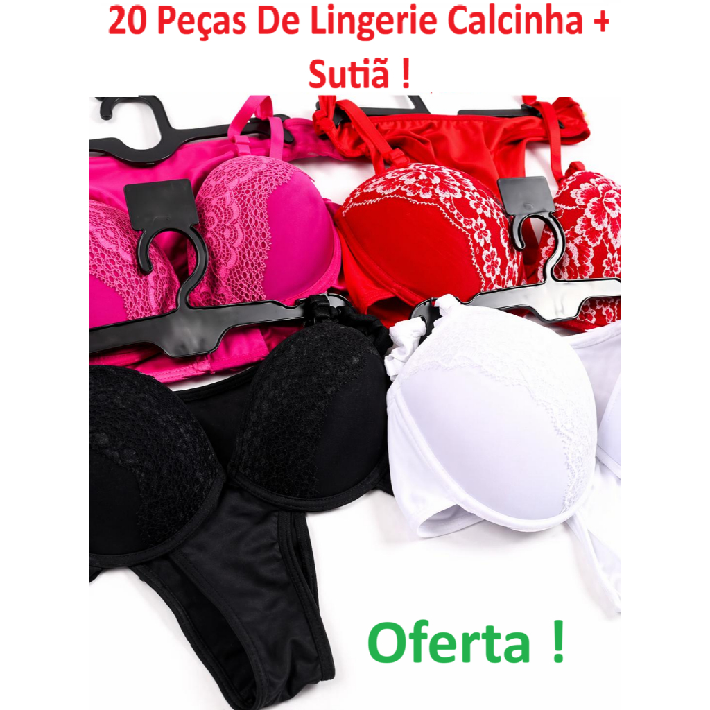Kit Até 20 Peças Conjuntos Lingerie Calcinha Com Renda Bojo P M G GG Kit Até 20 Peças Conjuntos Lingerie Calcinha Com Renda Bojo P M G GG