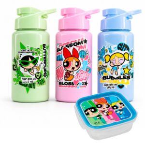 Garrafinha De Água Squeeze e Pote Meninas Super Poderosas 500ML Plástico Com Tampa Alça Infantil - Oferta na Shopee