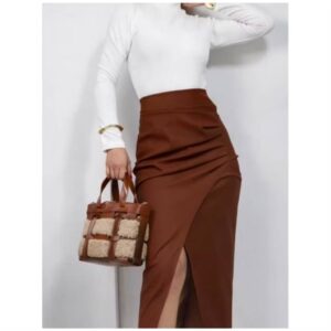 Saia Midi Traspasada Elegante - Oferta na Shopee