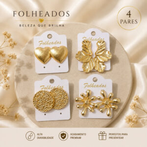Brinco Orgânico Feminino Folheado Ouro 18K Prata 925 Grande Tendência Moda - Oferta na Shopee