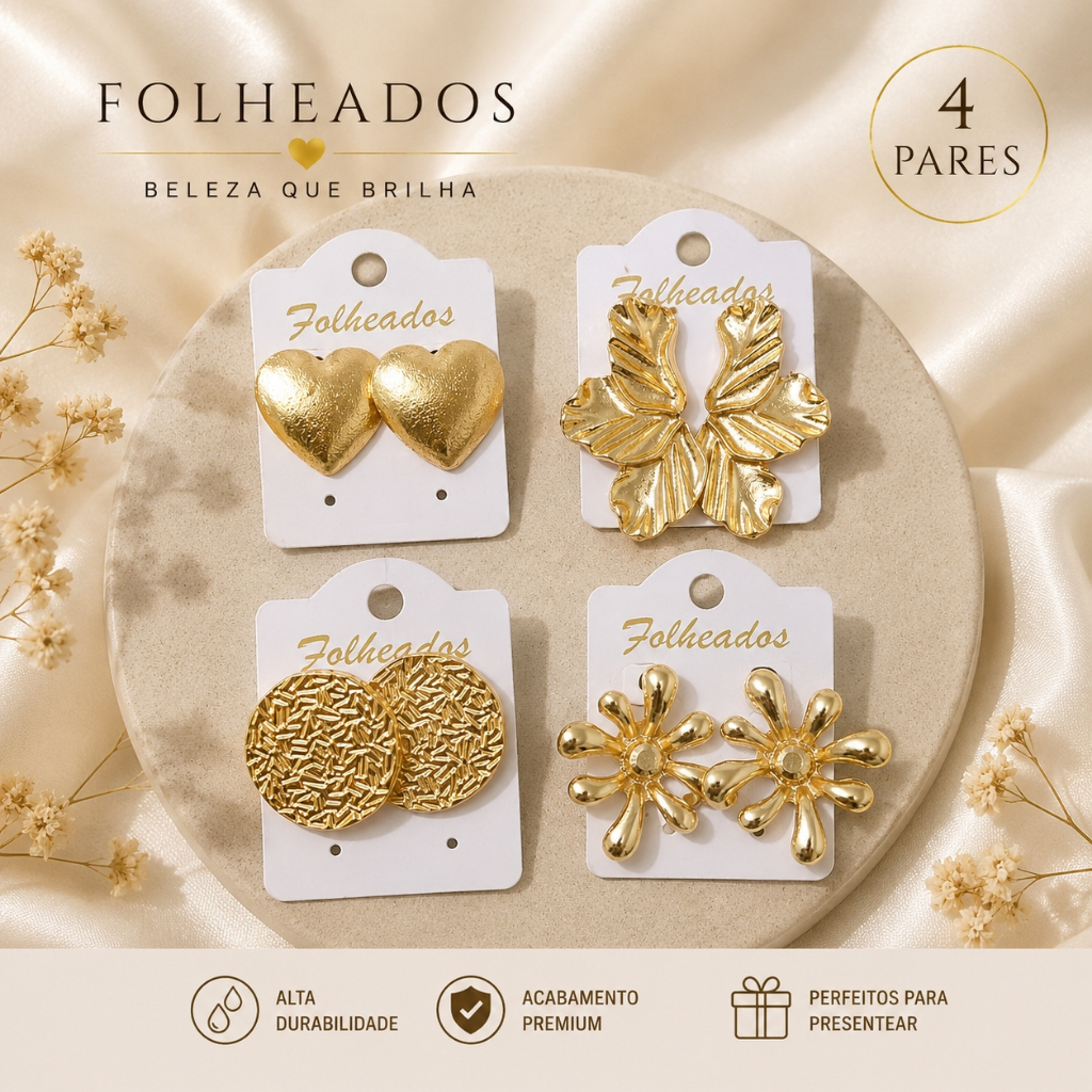 Brinco Orgânico Feminino Folheado Ouro 18K Prata 925 Grande Tendência Moda Brinco Orgânico Feminino Folheado Ouro 18K Prata 925 Grande Tendência Moda