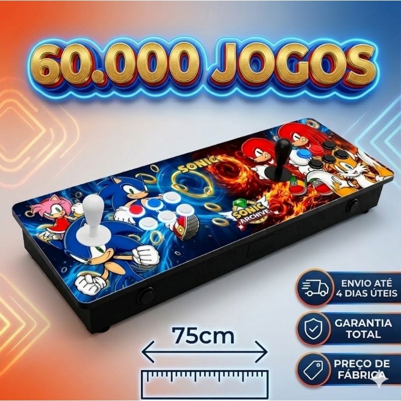 Arcade Controle Duplo 60.000 Jogos Fliperama com Acrílico Arcade Controle Duplo 60.000 Jogos Fliperama com Acrílico - Oferta na Shopee