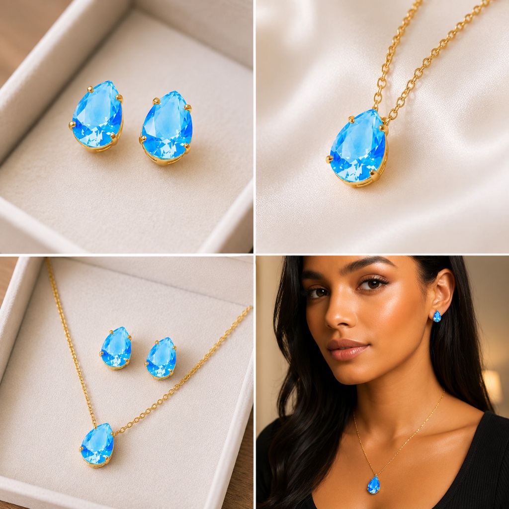 Conjunto Gota Zircônia Banhado A Ouro Entrega 24h Conjunto Gota Zircônia Banhado A Ouro Entrega 24h - Oferta na Shopee