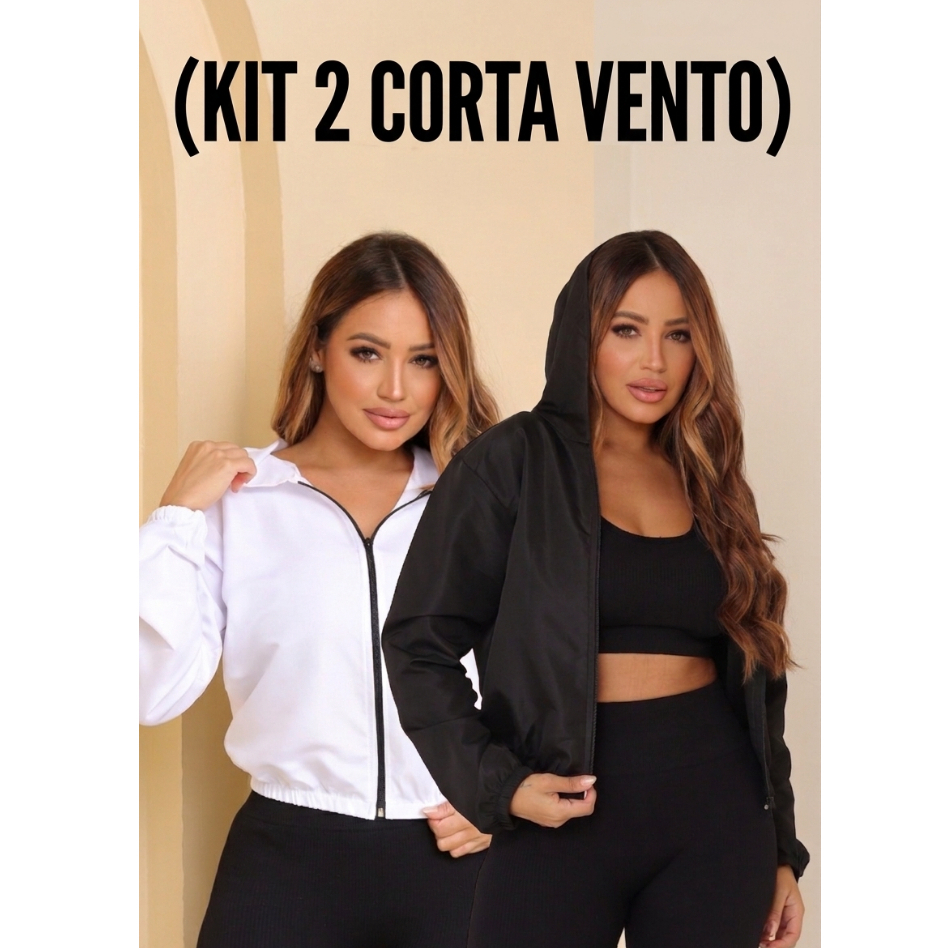 Jaqueta corta vento sem bolso feminino KIT 2uni com capuz Jaqueta corta vento sem bolso feminino KIT 2uni com capuz - Oferta na Shopee