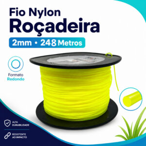 Fio Nylon Roçadeira 2mm 248m Redondo Carretel Para Corte Grama Jardim Mato - Oferta na Shopee