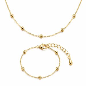 Conjunto Infantil Banhado a Ouro – Colar + Pulseira Delicados Antialérgicos com Fecho Lagosta - Oferta na Shopee