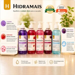 Sabonete Líquido Hidramais 500ml Corporal Hidratante Perfumado Pele Macia Limpeza Profunda Suave - Oferta na Shopee