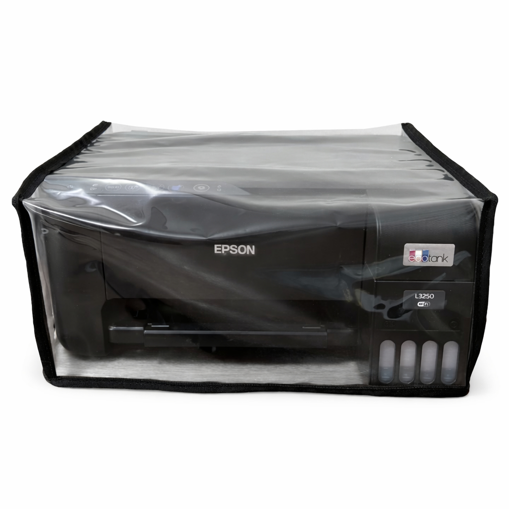 Capa Impressora Epson L3250 L3210 L3150 L3110 Transparente com Acabamento em Gorgorão Preto Capa Impressora Epson L3250 L3210 L3150 L3110 Transparente com Acabamento em Gorgorão Preto