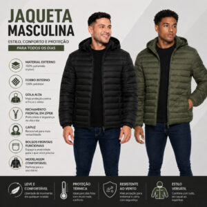 Jaqueta Masculina Bobojaco Puffer Capuz Zíper Forro Impermeável Broken Rules Nylon Várias Cores - Oferta na Shopee