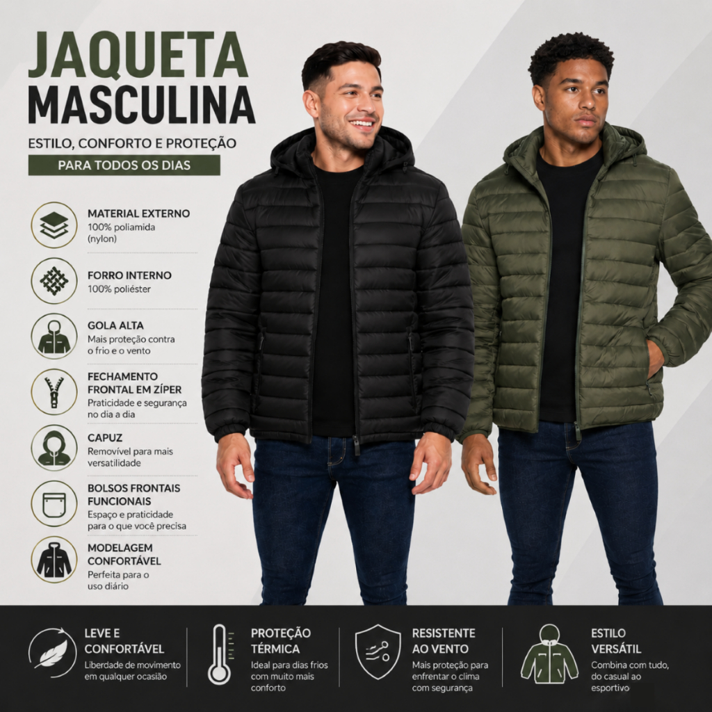 Jaqueta Masculina Bobojaco Puffer Capuz Zíper Forro Impermeável Broken Rules Nylon Várias Cores Jaqueta Masculina Bobojaco Puffer Capuz Zíper Forro Impermeável Broken Rules Nylon Várias Cores - Oferta na Shopee