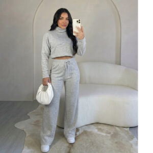 Conjunto Feminino Canelado malha Rib de Frio Moda Inverno - Oferta na Shopee