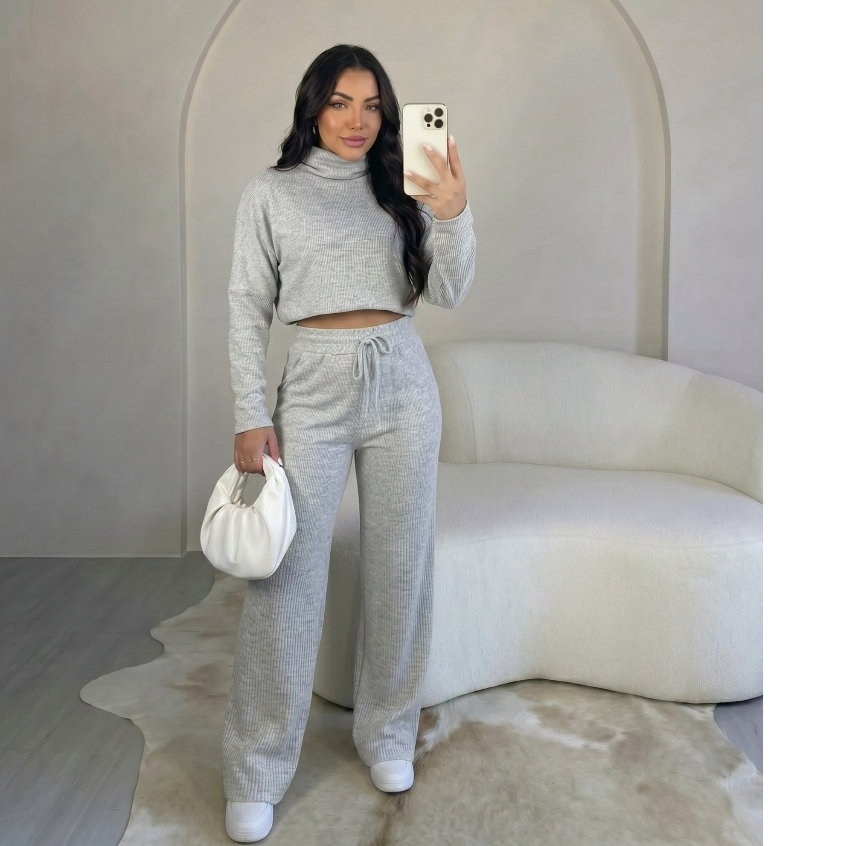 Conjunto Feminino Canelado malha Rib de Frio Moda Inverno Conjunto Feminino Canelado malha Rib de Frio Moda Inverno - Oferta na Shopee