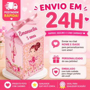 Kit Caixinhas Milk Personalizada com Fitinha - Lembrancinha de Festa BAILARINA - Oferta na Shopee