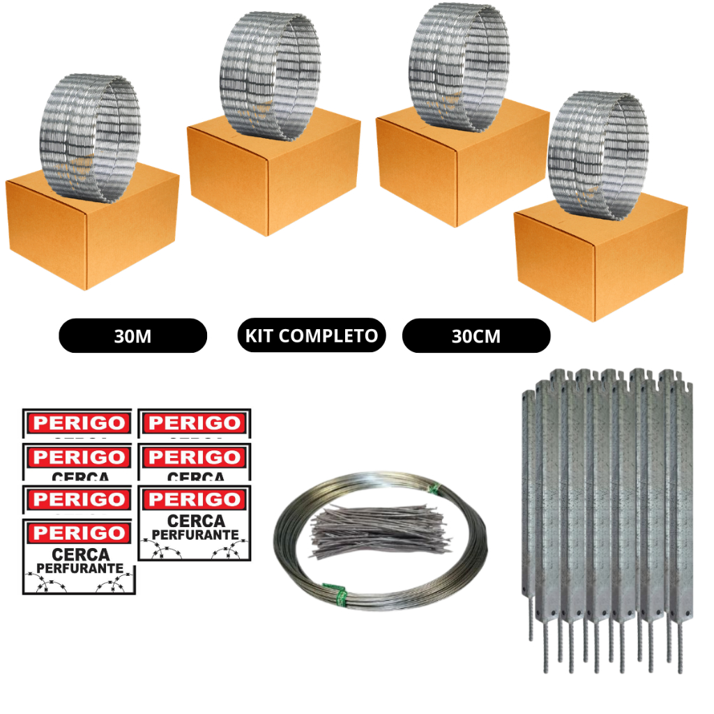 Concertina 30cm + kit instalação Completo 30 metros Concertina 30cm + kit instalação Completo 30 metros