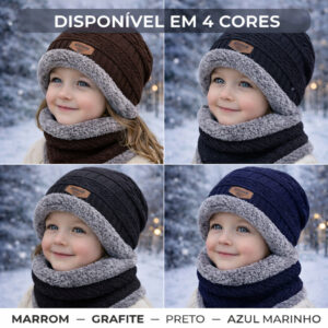 Kit Touca Gorro + Cachecol Pelinho Infantil Inverno La Casual Unissex Protetor de Pescoço - Oferta na Shopee