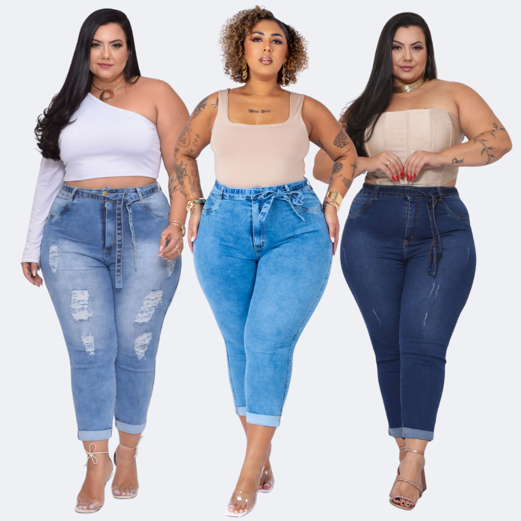 Calça Jeans Capri Plus Size Cintura Alta Com Lycra Premium Levanta Bumbum Calça Jeans Capri Plus Size Cintura Alta Com Lycra Premium Levanta Bumbum - Oferta na Shopee