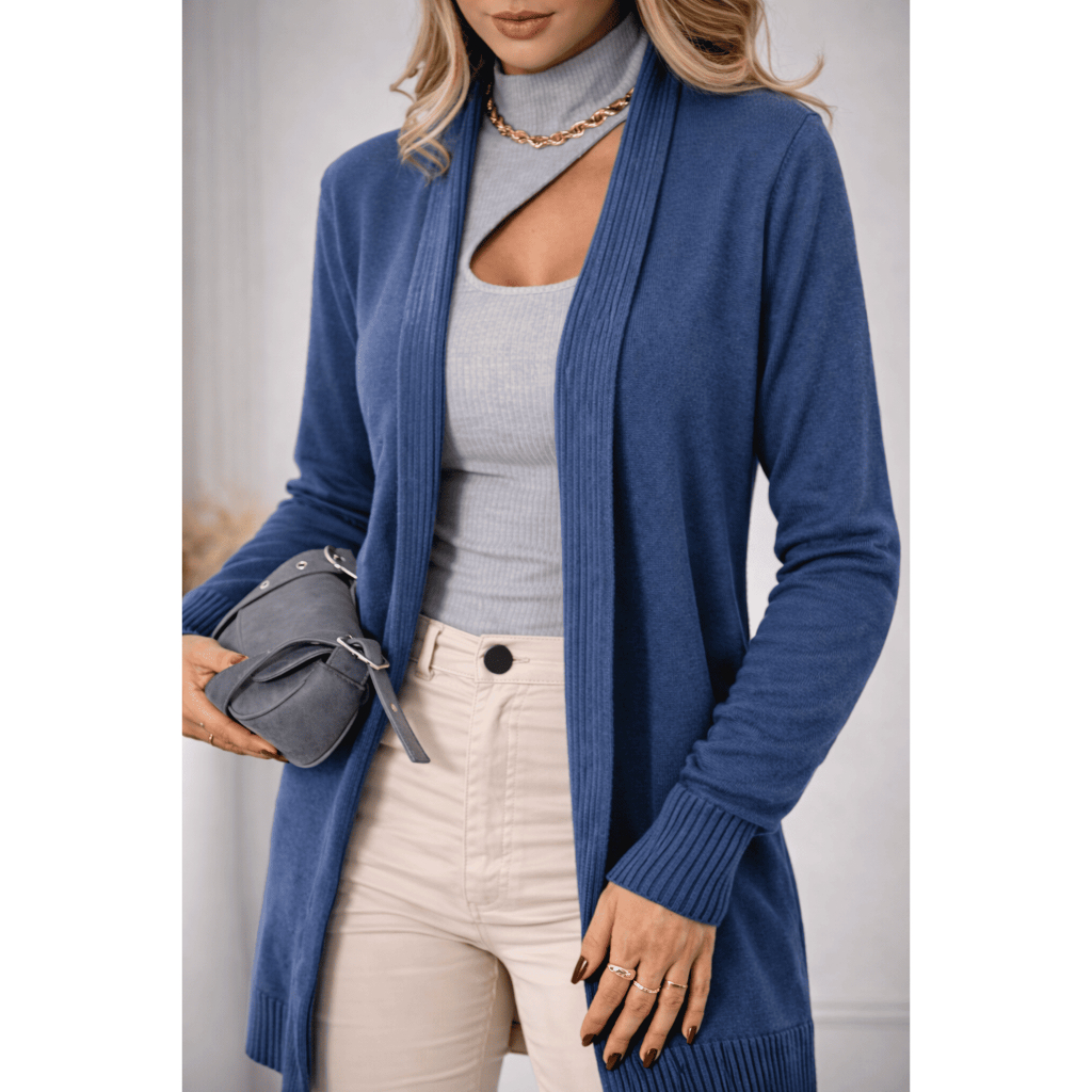 Casaco Cardigan De Frio Básico Longo Em Tricot Malha Fina Casaco Cardigan De Frio Básico Longo Em Tricot Malha Fina - Oferta na Shopee