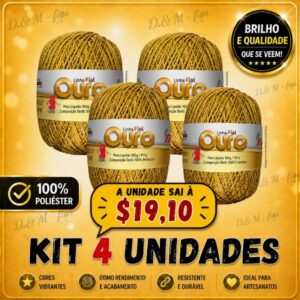 KIT 4 UNIDADES - Fio/Linha OURO Fial DOURADO (SIMILAR A LINHA ENCANTO) - Oferta na Shopee
