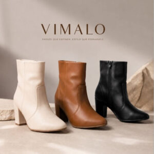 Bota Feminina Salto Alto Bico Fino Vimalo Off-White - Oferta na Shopee