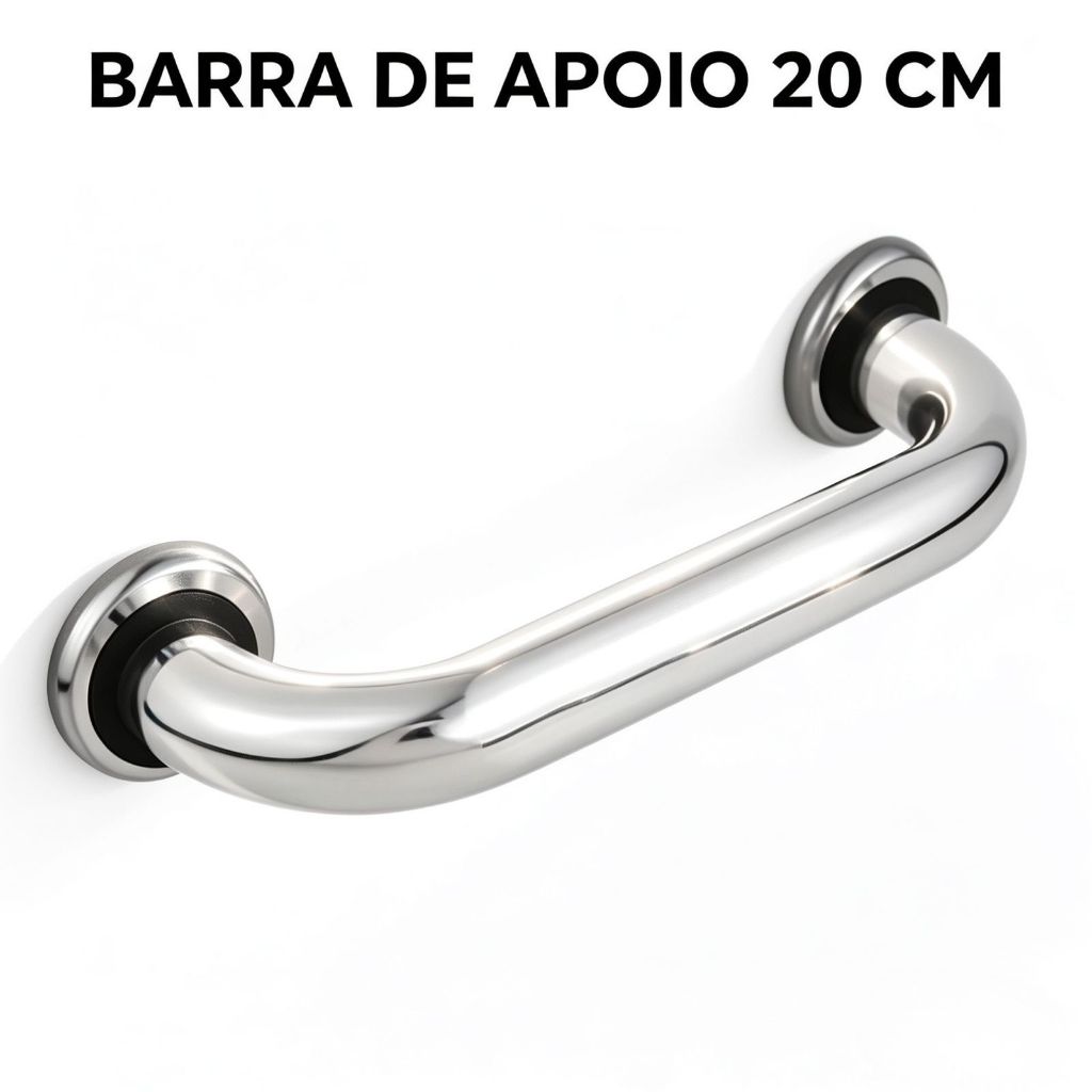 Barra de Apoio 20cm Alumínio Fixação por Parafuso Segurança para Banheiro Barra de Apoio 20cm Alumínio Fixação por Parafuso Segurança para Banheiro