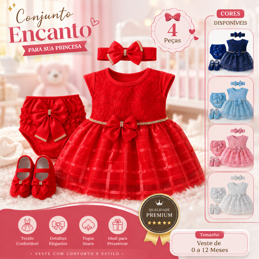 Kit 4 Peças Vestido Renda Luxo 0 a 12 Meses Calcinha Bunda Rica Laço Sapatinho Festa Batizado Kit 4 Peças Vestido Renda Luxo 0 a 12 Meses Calcinha Bunda Rica Laço Sapatinho Festa Batizado - Oferta na Shopee