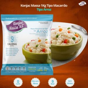 Arroz 1Kg Konjac Massa Para Dietas Sem Glúten Zero Gordura Vegano Fonte de Fibra Glucomanano - Oferta na Shopee