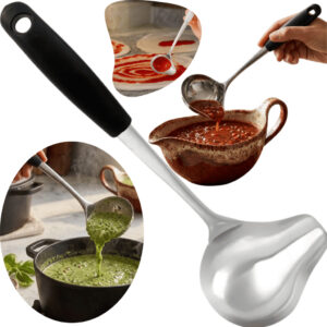 Concha Para Molho Servir Porção Bico Lateral Aço Inox Com Cabo Despejar Caldas - Oferta na Shopee