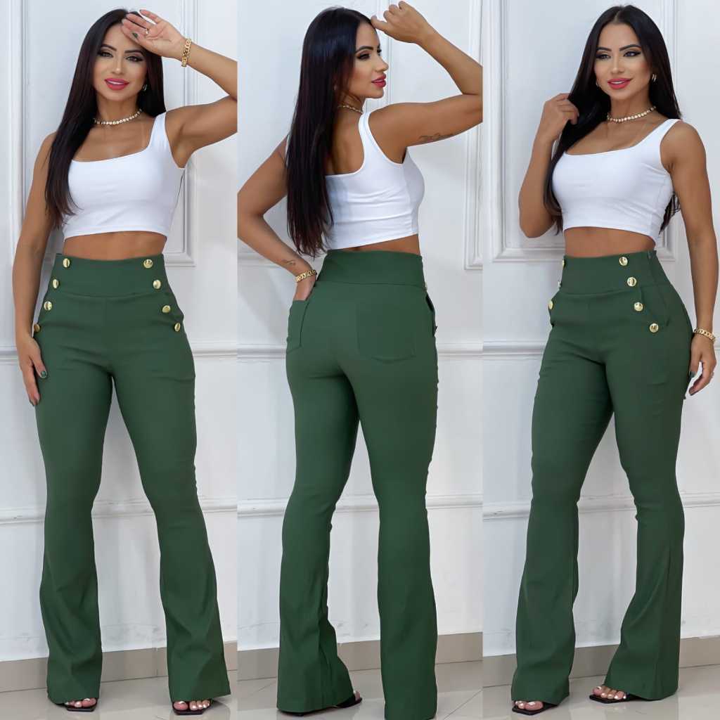 Calça Flare Feminina Tecido Bengaline Boca de Sino Calça Flare Feminina Tecido Bengaline Boca de Sino - Oferta na Shopee