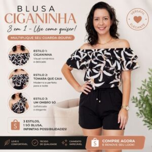 Blusa Ciganinha 3 em 1 Ombro a Ombro Nula Manga - Oferta na Shopee