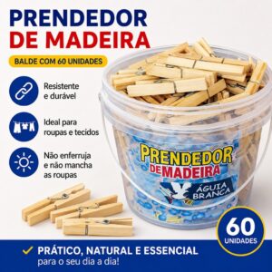 Prendedor de Roupas Madeira Com BALDE pregador de Roupas resistente Artesanato - Oferta na Shopee
