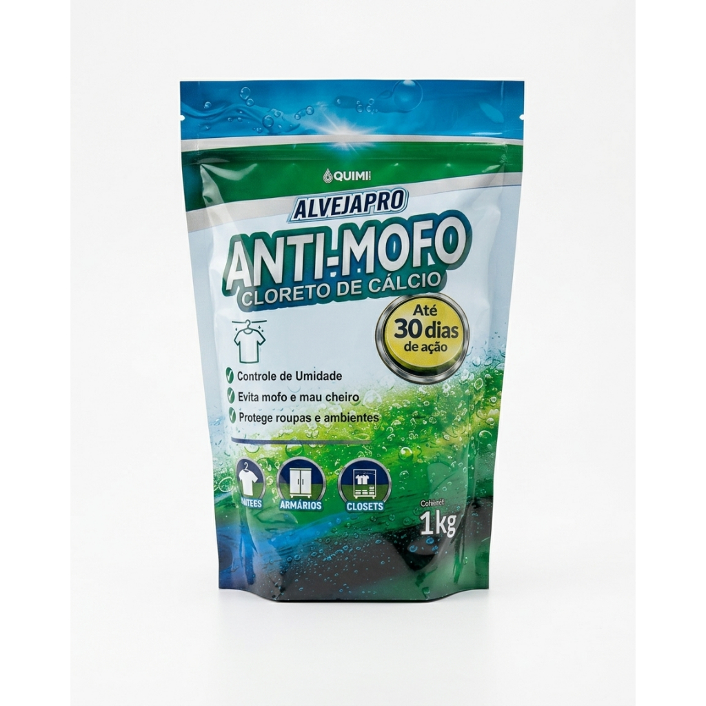Anti Mofo, Cloreto De Calcio, Absorve Umidade, previne mofo e mau odor 1kg Anti Mofo