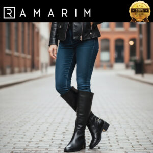 Bota Feminina Ramarim Cano Alto Salto Bloco Baixo Confortável Country Elegante Original - Oferta na Shopee