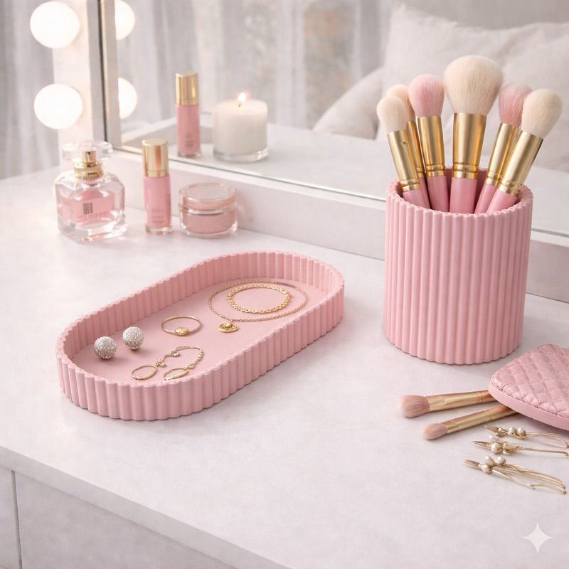 Organizador Porta Pincéis Maquiagem + Bandeja Joias Minimalista Luxo Decorativo Organizador Porta Pincéis Maquiagem + Bandeja Joias Minimalista Luxo Decorativo - Oferta na Shopee