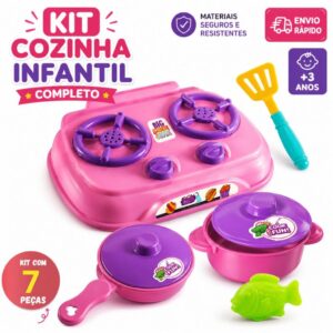 Kit Cozinha Infantil Completo Fogãozinho Panelinhas Brinquedo Educativo Rosa Menina - Oferta na Shopee