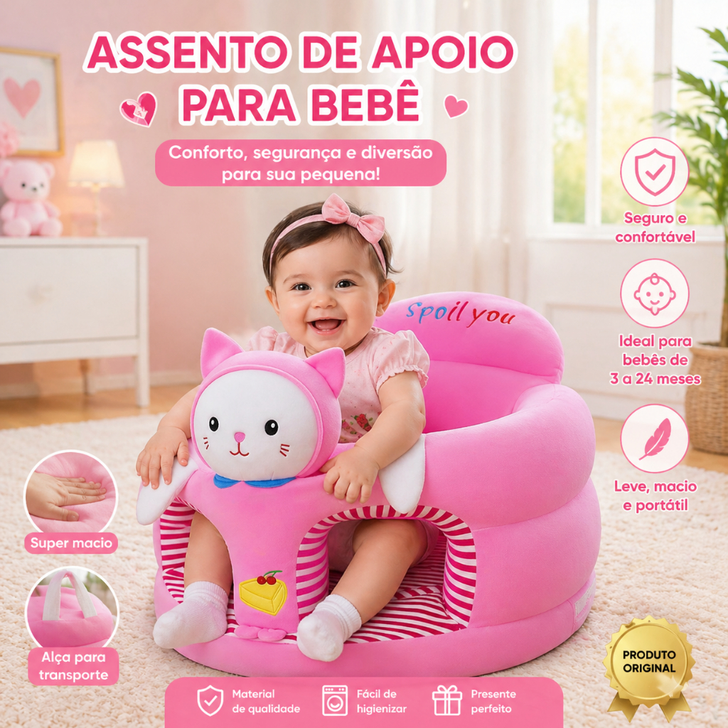Cadeirinha para Bebe 4 a 24 meses com Enchimento Gatinha Pink Personagens Cadeirinha para Bebe 4 a 24 meses com Enchimento Gatinha Pink Personagens