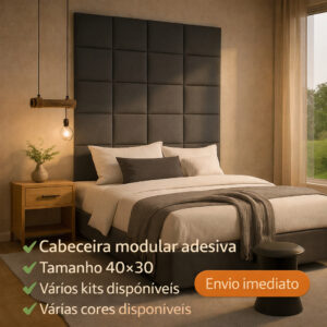 Kit Completo Cabeceira Estofada Adesiva em Modulos 40X30 para Cama de Solteiro Casal Queen King - Oferta na Shopee