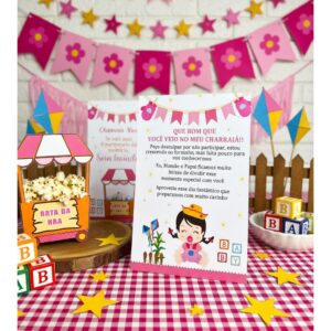 Centro de mesa personalizado decoração de mesa charraia chá de bebe menina arraial festa junina - Oferta na Shopee
