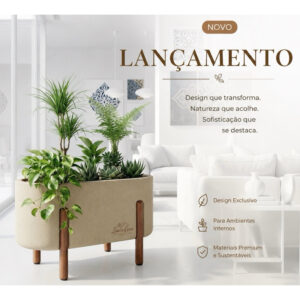 Floreira Nórdica P Jardineira Prime para planta com pés de madeira/ Polietileno- Design Moderno/ vaso para planta - Oferta na Shopee