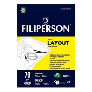 BLOCO LAYOUT A4 COM MARGEM 70G 50F FILIPERSON - Oferta na Shopee