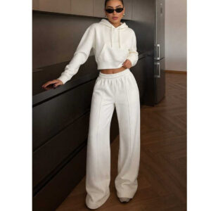 Calça Moletom Wide Leg Feminina Cintura Alta Premium Conforto Moda Inverno - Oferta na Shopee
