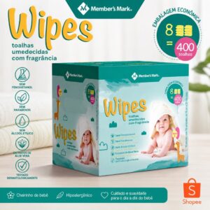 oalhas Umedecidas Wipes Member’s Mark 400 Unidades Com Aloe Vera Hipoalergênica Para Bebê - Oferta na Shopee