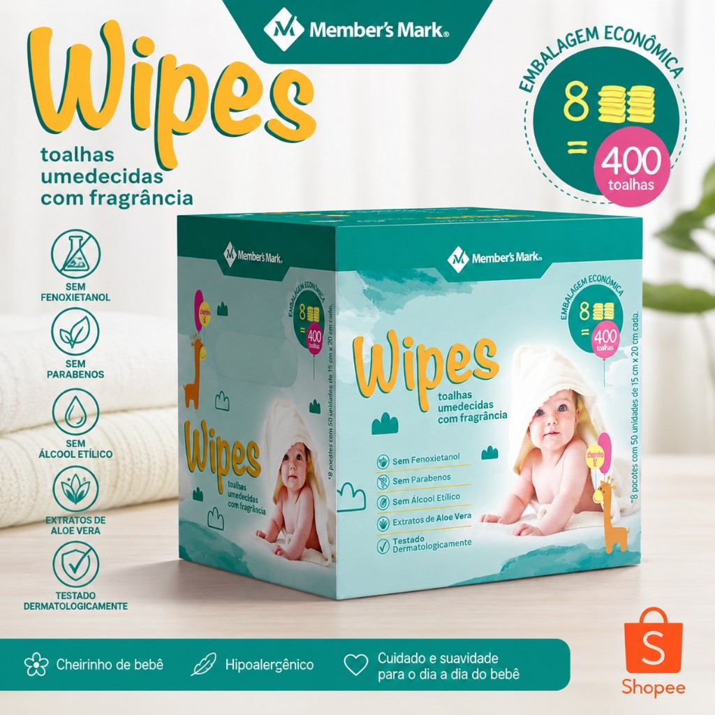 oalhas Umedecidas Wipes Member’s Mark 400 Unidades Com Aloe Vera Hipoalergênica Para Bebê oalhas Umedecidas Wipes Member’s Mark 400 Unidades Com Aloe Vera Hipoalergênica Para Bebê