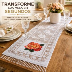 Caminho De Mesa Renda Estampada 1