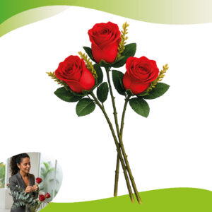 Kit 3 Rosas Artificiais Vermelhas Realistas Decorativas Luxo Vasos Arranjos Festa Mesa Presente - Oferta na Shopee