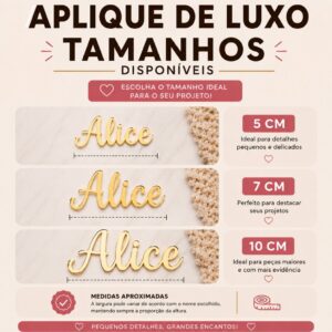 Aplique Nome de Luxo 5 - 7 - 10cm Acrílico Espelhado - Apliques - Nome Personalizado - Oferta na Shopee
